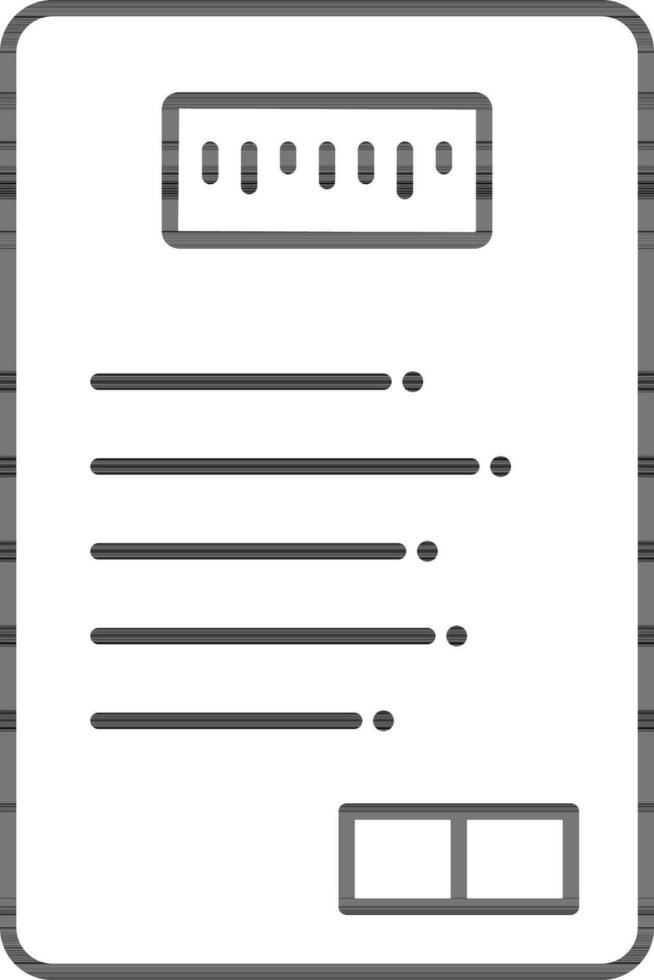 Paper Document OR Invoice Icon In Black Line Art. vector