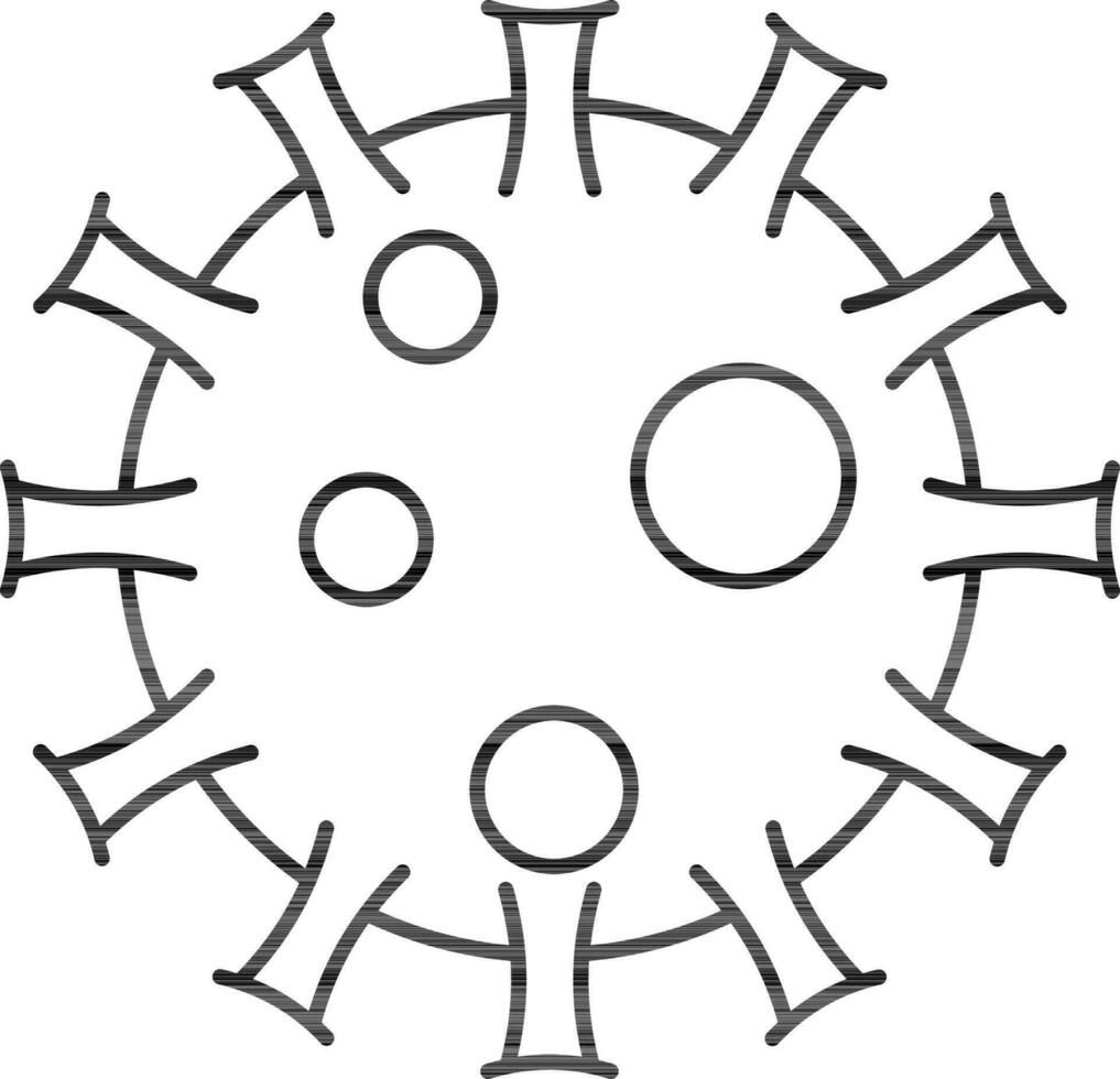 Flat Style Virus Icon In Black Line Art. vector