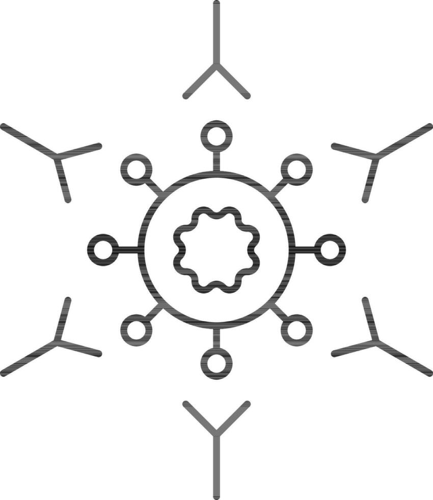 Virus Replicate Icon In Black Line Art. vector