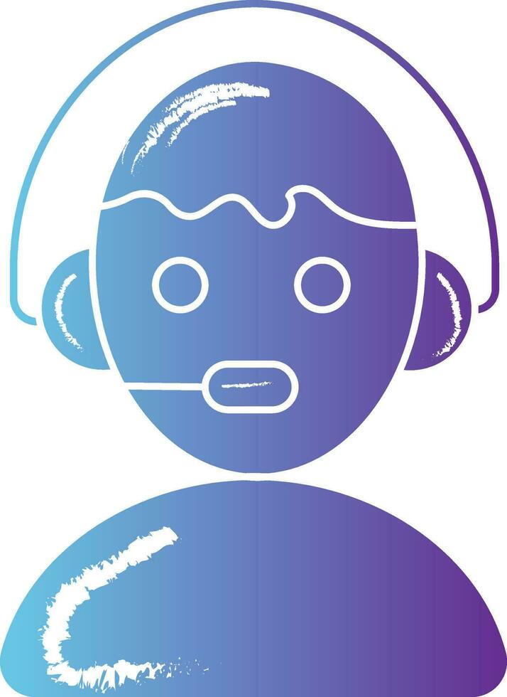 Customer Service Icon In Gradient Blue And Purple Color. vector
