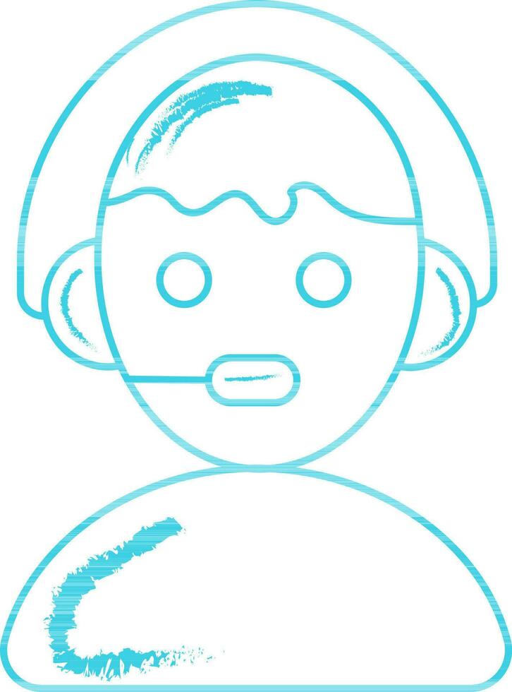 Doodle Style Customer Service Icon In Blue Outline. vector