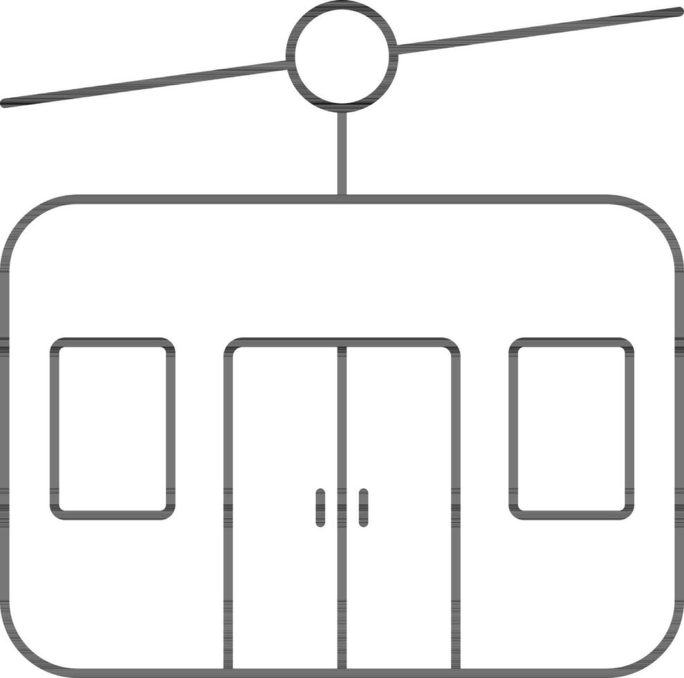 Cable Car Icon In Black Outline. vector