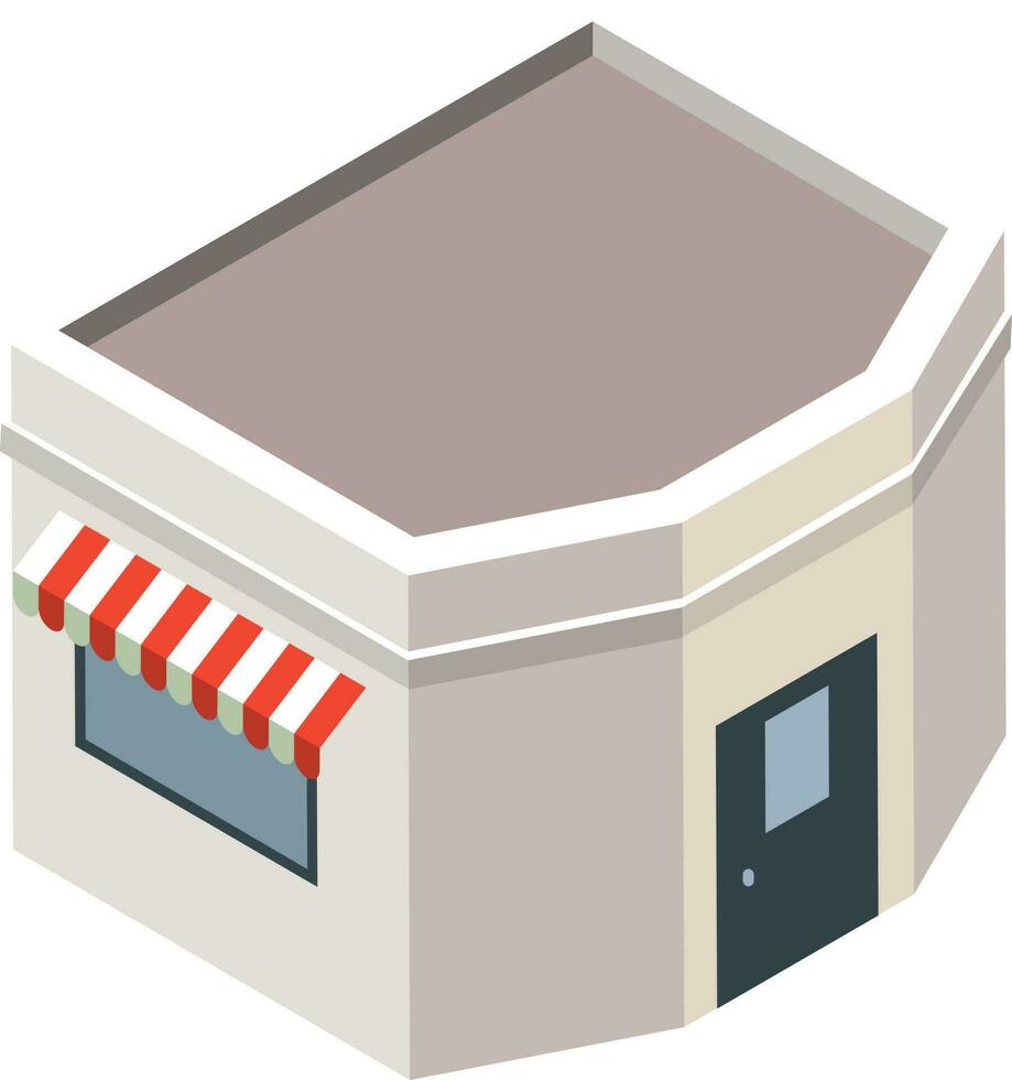 Isometric icon of shop or store with awning sign. vector