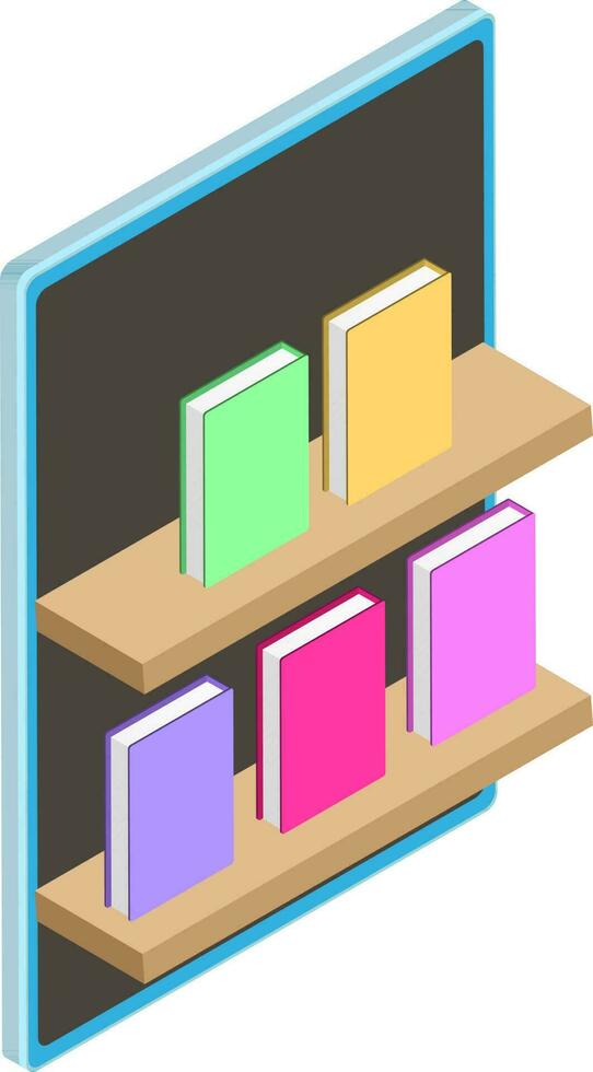 Online book store on smartphone screen isometric icon. vector