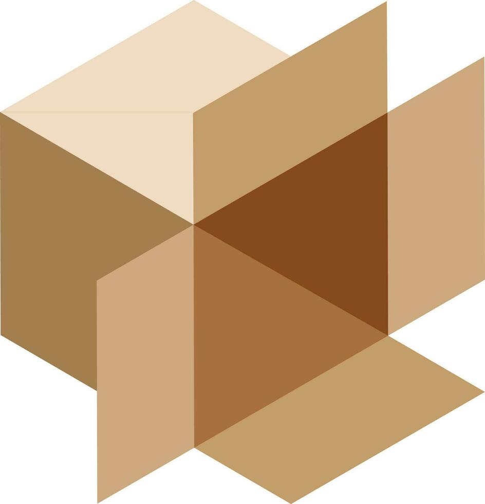3D illustration of open delivery box in brown color. vector