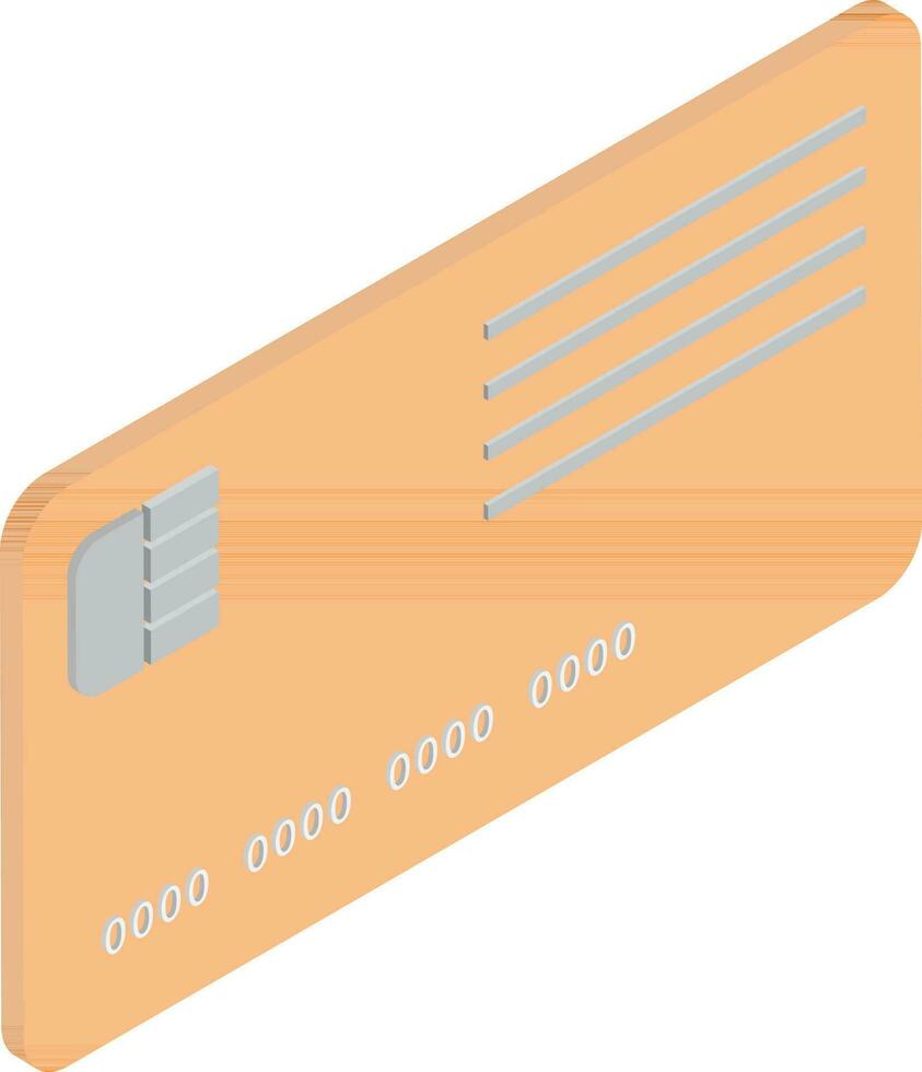 Isometric payment card icon in orange color. vector