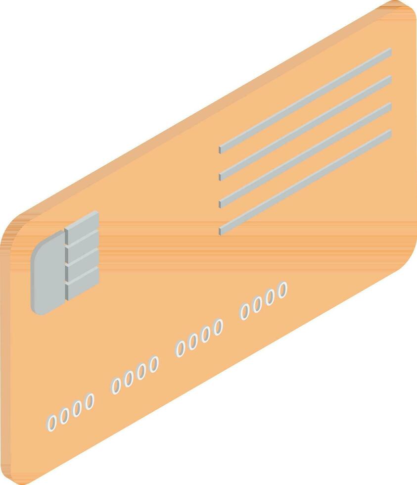 Isometric payment card icon in orange color. vector