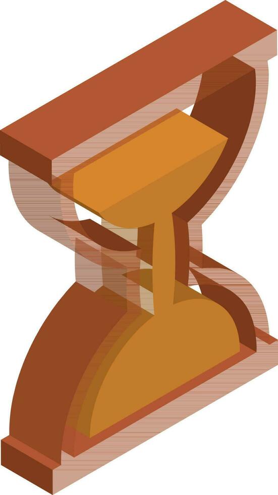 3D hourglass icon in brown color. vector