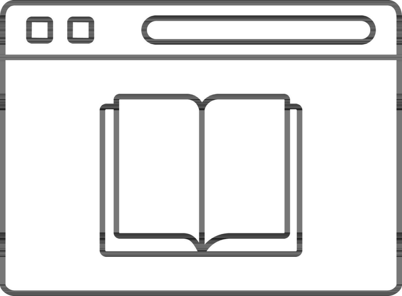 Online Open Learning Website Page Icon in Black Outline. vector