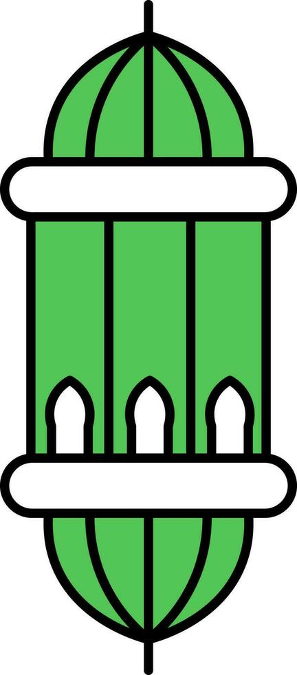 Arabic Lantern Icon In Green And White Color. vector