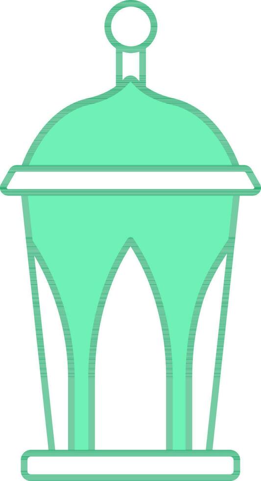 Arabic Lantern Icon In Green And White Color. vector