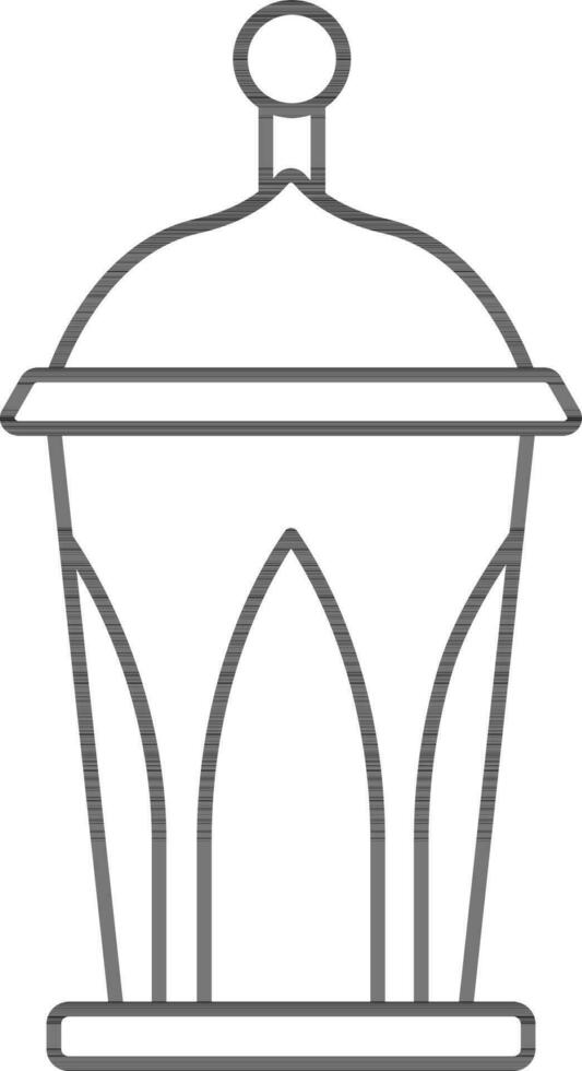 Arabic Lantern Icon In Black Line Art. vector