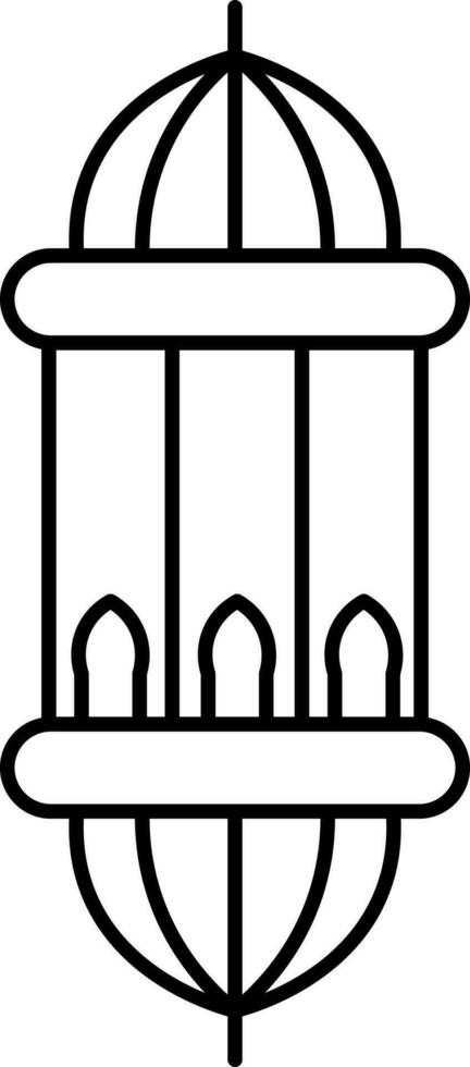 Arabic Lantern Icon In Black Line Art. vector