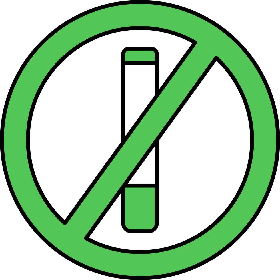 No de fumar icono en verde y blanco color. vector