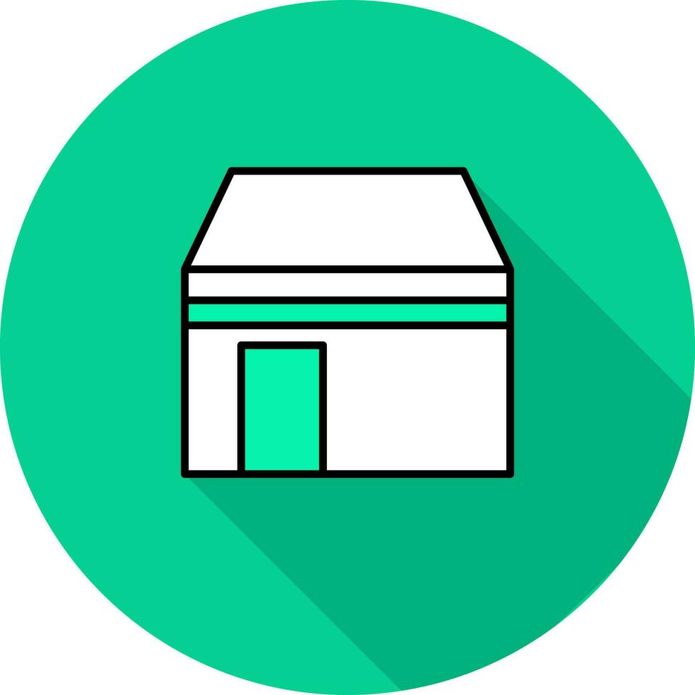 Kaaba Mecca Icon On Green Background. vector