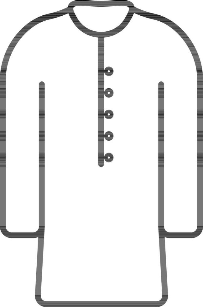 Kurta Icon In Black Line Art. vector