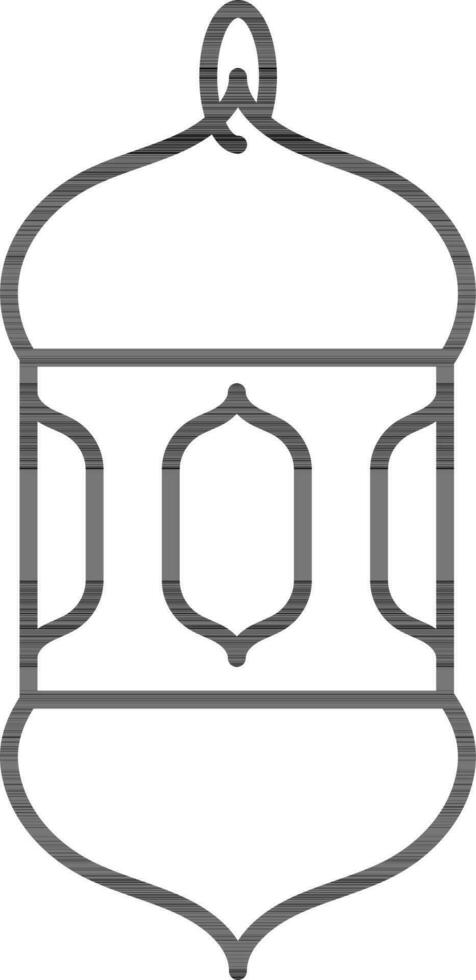 Arabic Lantern Icon In Black Line Art. vector