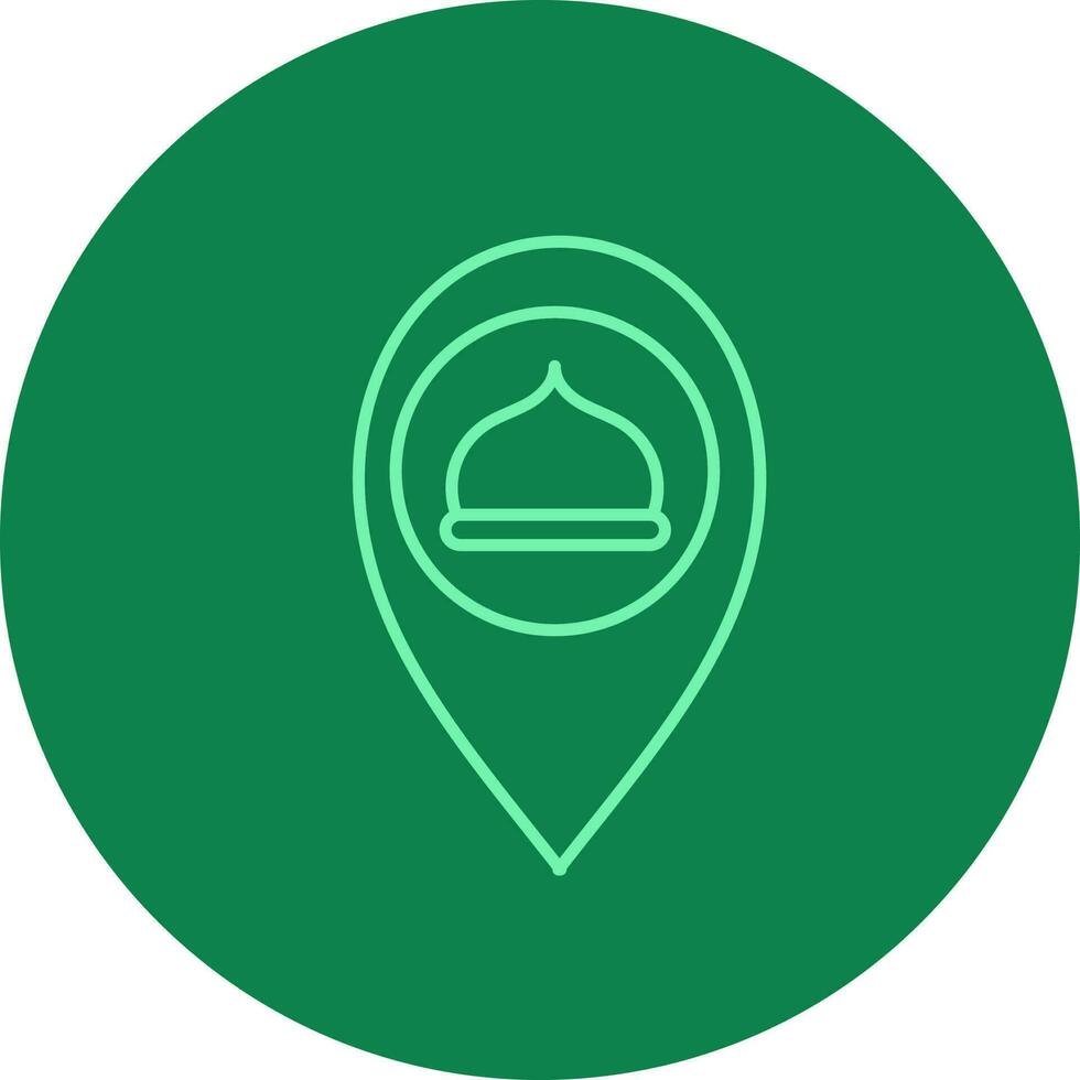 Mosque Map Pin Location Icon On Green Background. vector