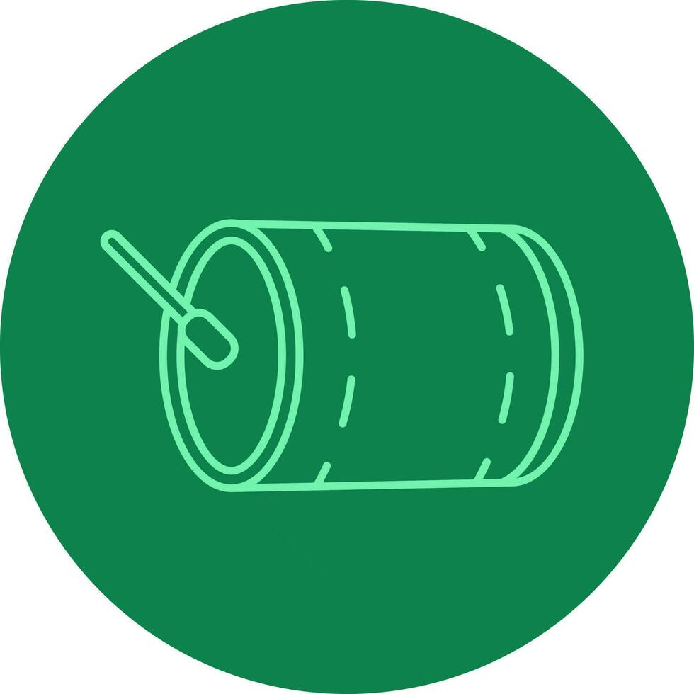 Drum With Stick Icon On Green Back Ground. vector