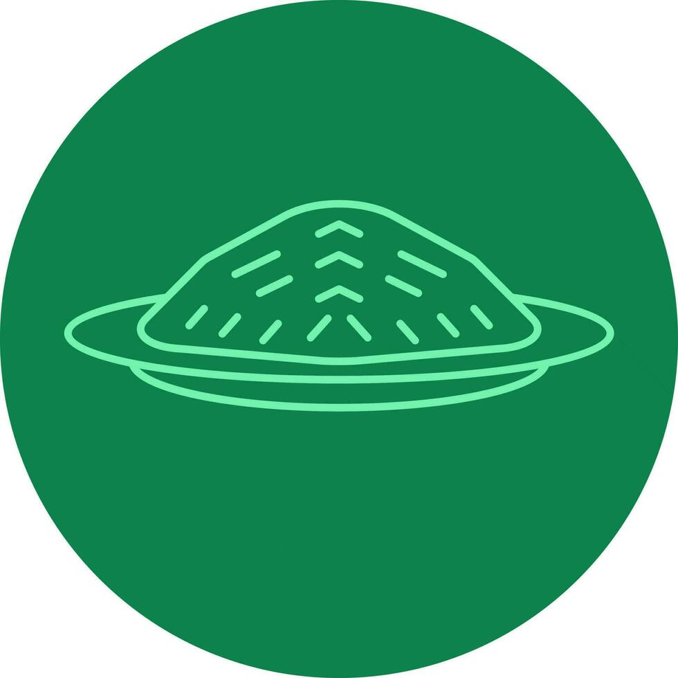 Rice Plate Icon On Green Background. vector