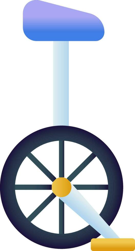 Blue And Yellow Unicycle Icon In Flat Style. vector