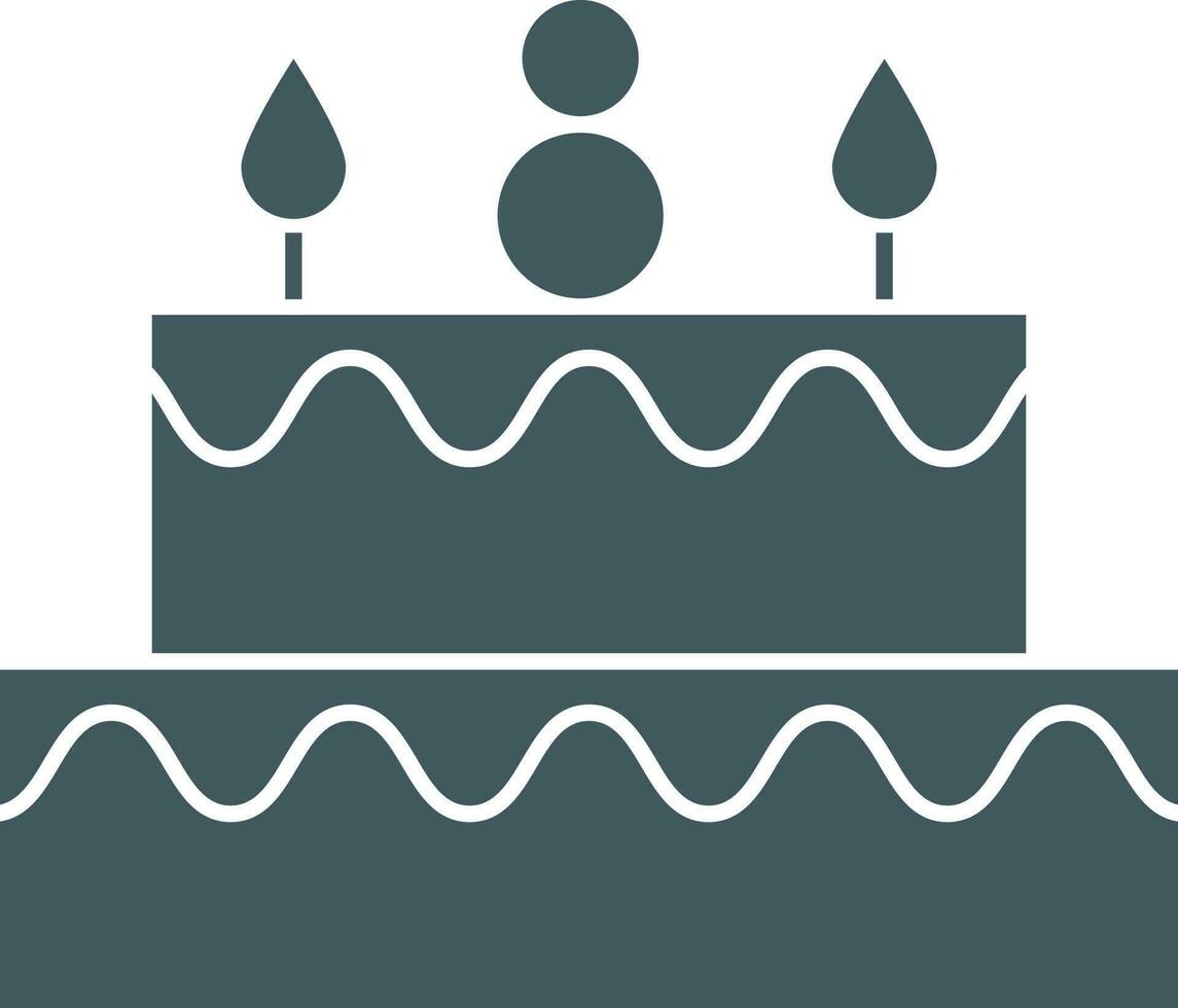 Eight Number Candle At Decorative Cake Icon in Flat Style. vector