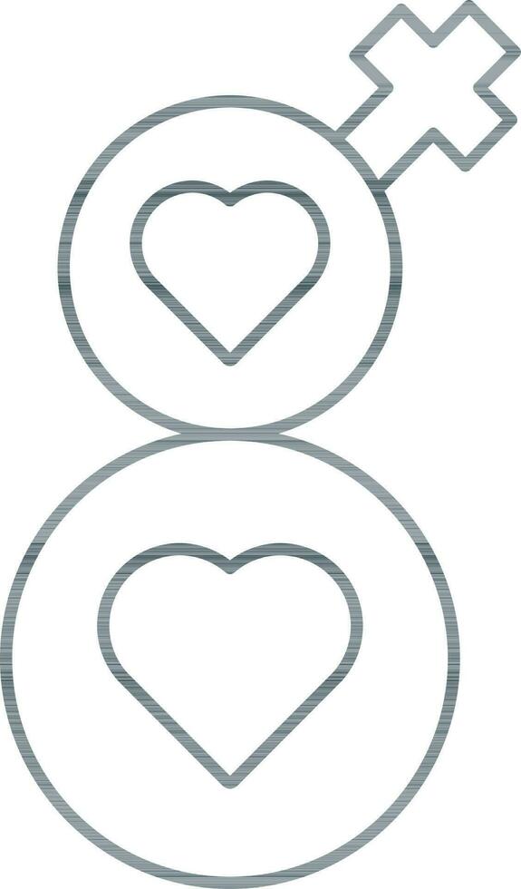 Isolated Eight Number With Venus Symbol Icon in Thin Line Art. vector