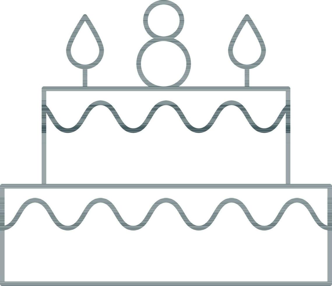 Eight Number Candle At Decorative Cake Icon. vector