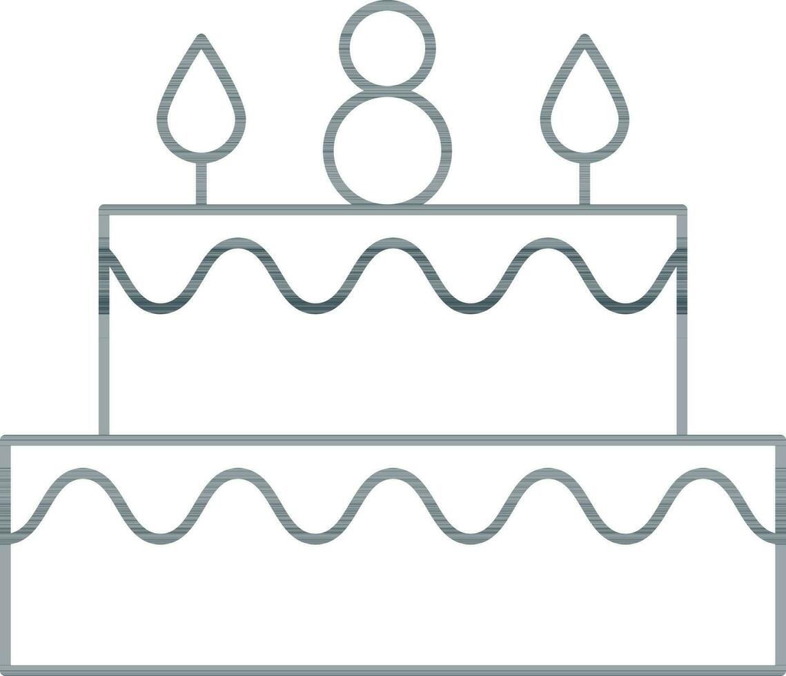 Eight Number Candle At Decorative Cake Icon. vector