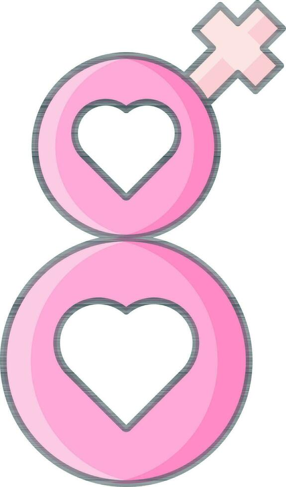Isolated Eight Number With Venus Symbol Icon in Pink Color. vector
