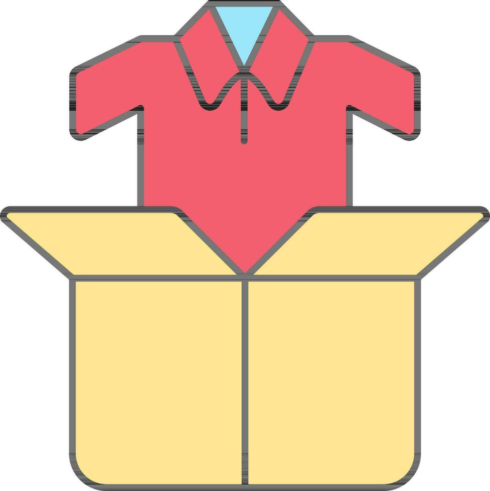 Illustration of Shirt in Box Pink and Yellow Icon. vector