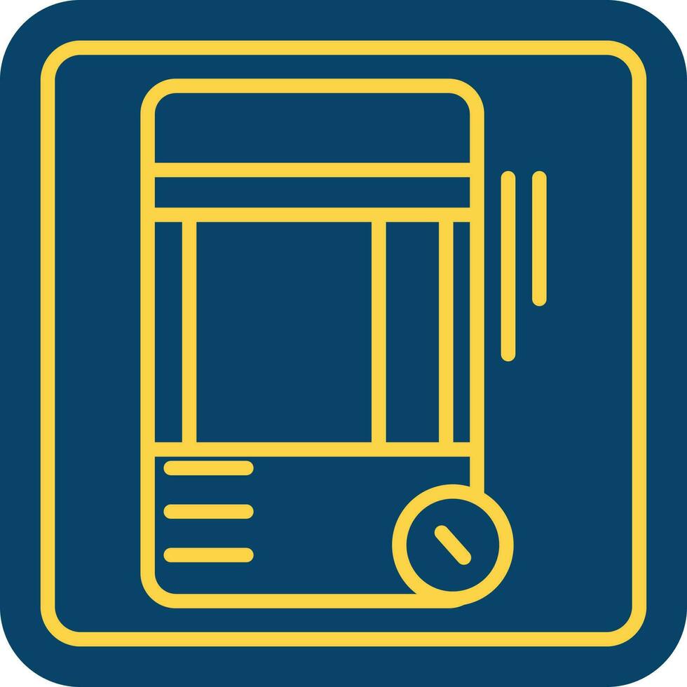 Yellow Line Art Coin With Smartphone Blue Square Icon. vector