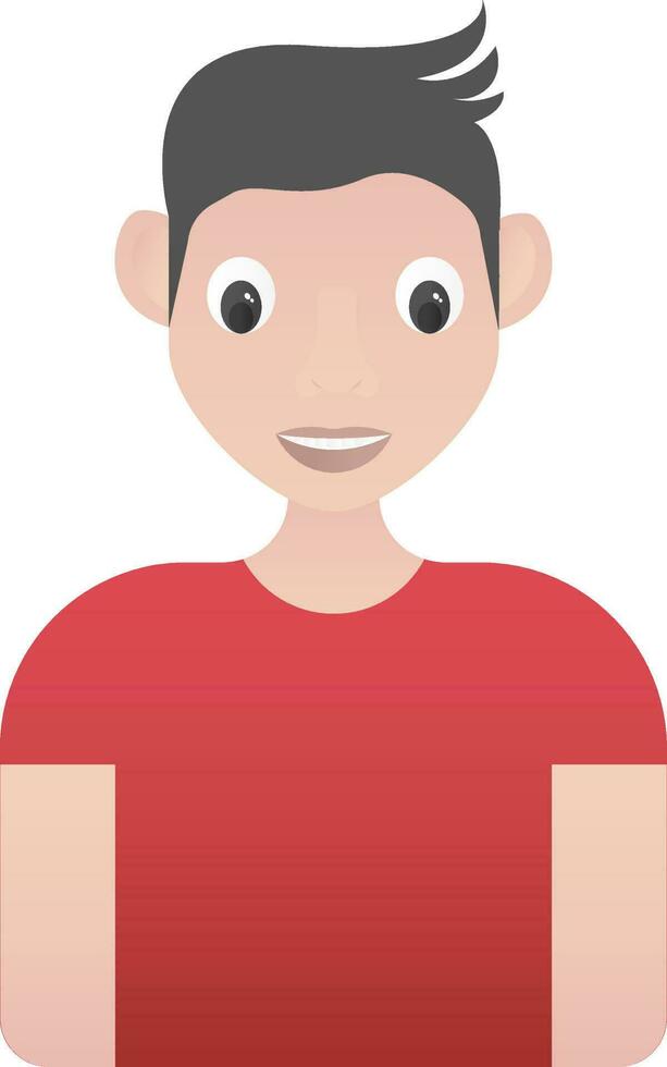Young Boy Icon In Red And Gray Color. vector