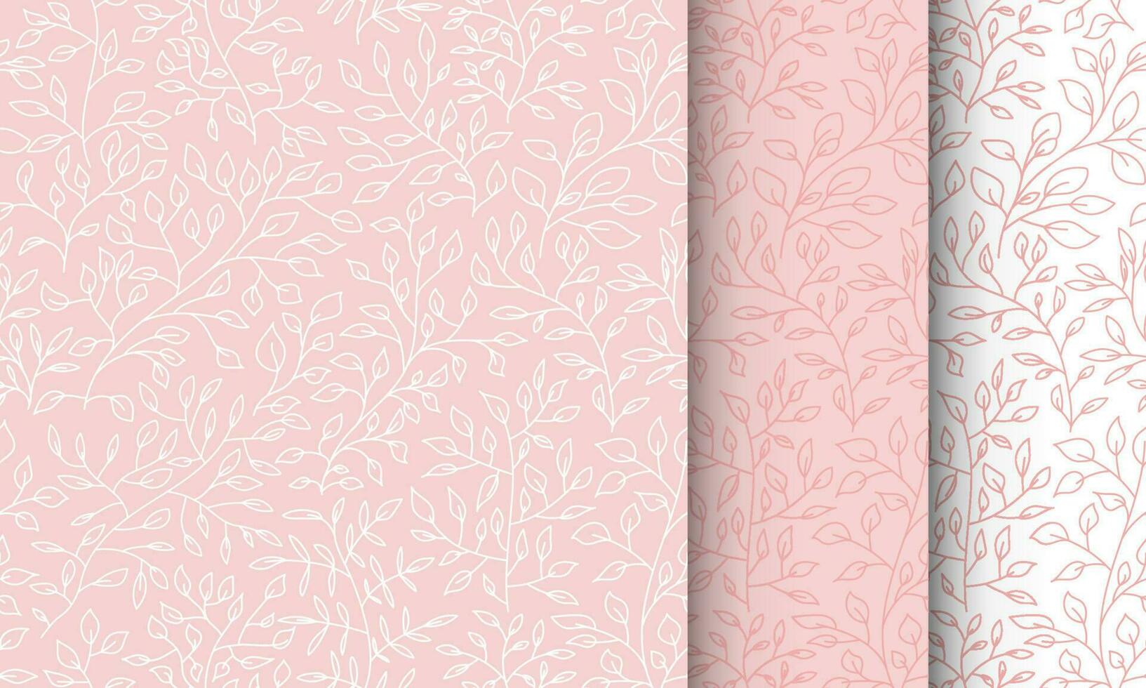 Botanic seamless pattern in pink and white colors. Endless background for linen, fabric, wallpaper, wrapping paper. Nice little leaves and tree branches. vector