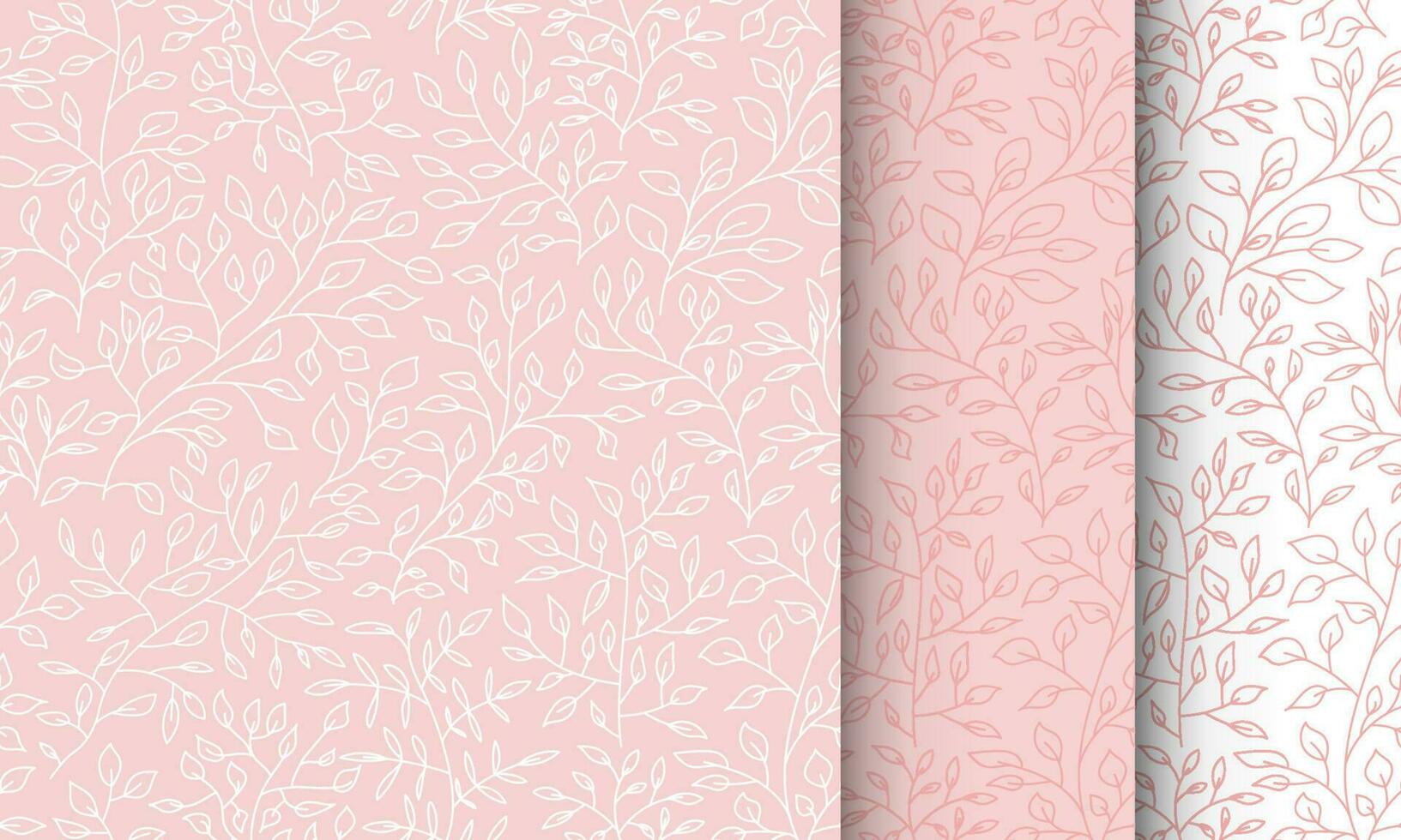 Botanic seamless pattern in pink and white colors. Endless background for linen, fabric, wallpaper, wrapping paper. Nice little leaves and tree branches. vector