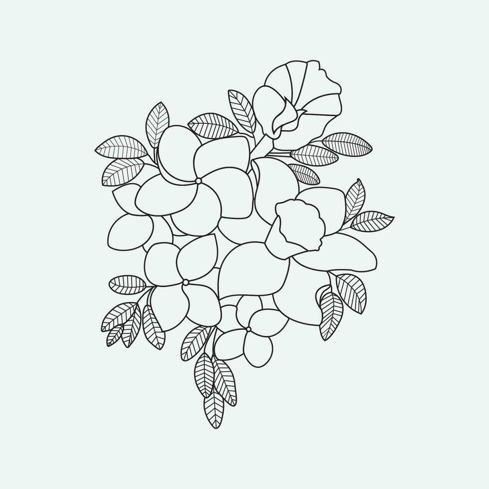 Abstract vector flowers coloring page