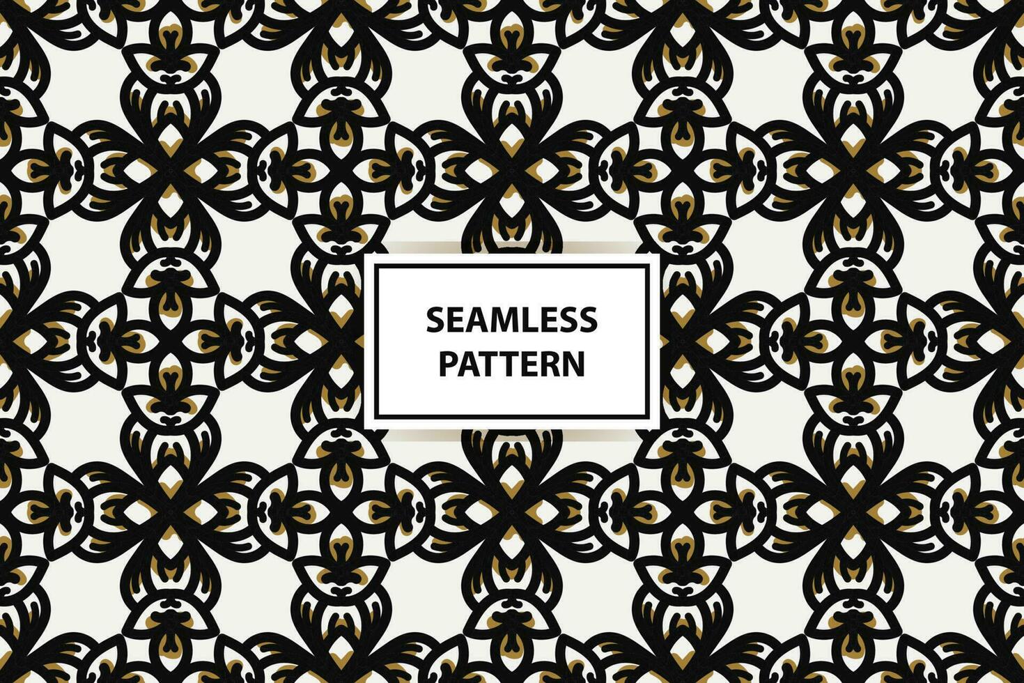Geometric of black, gold and white pattern. Seamless vector background. Simple graphic.