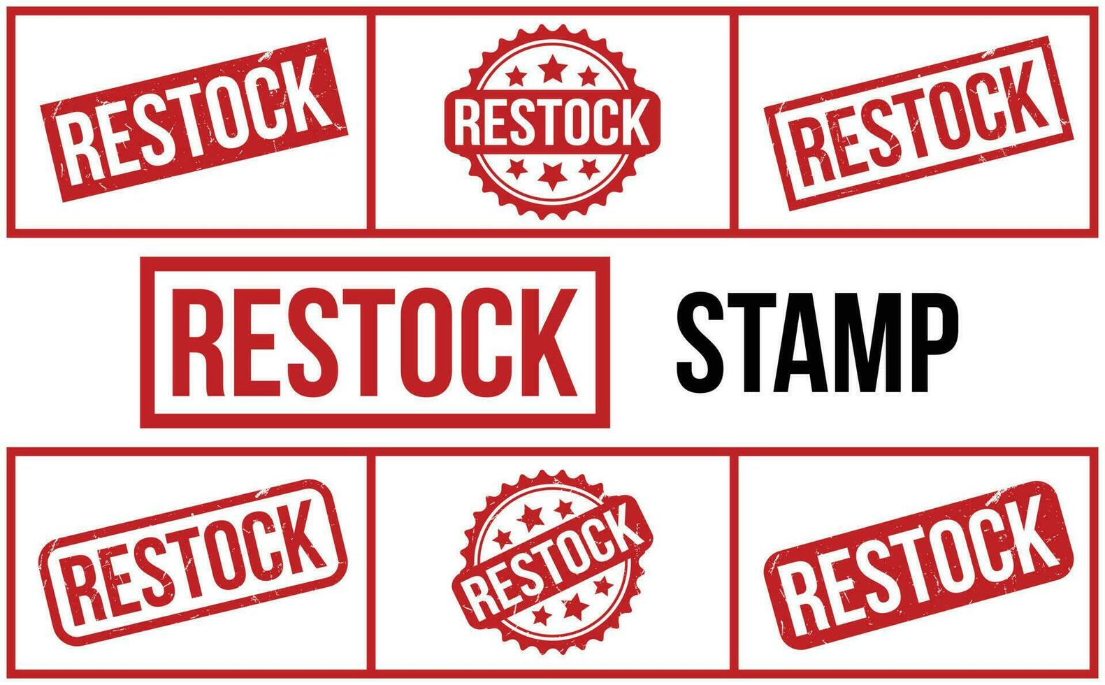 Restock rubber grunge stamp set vector