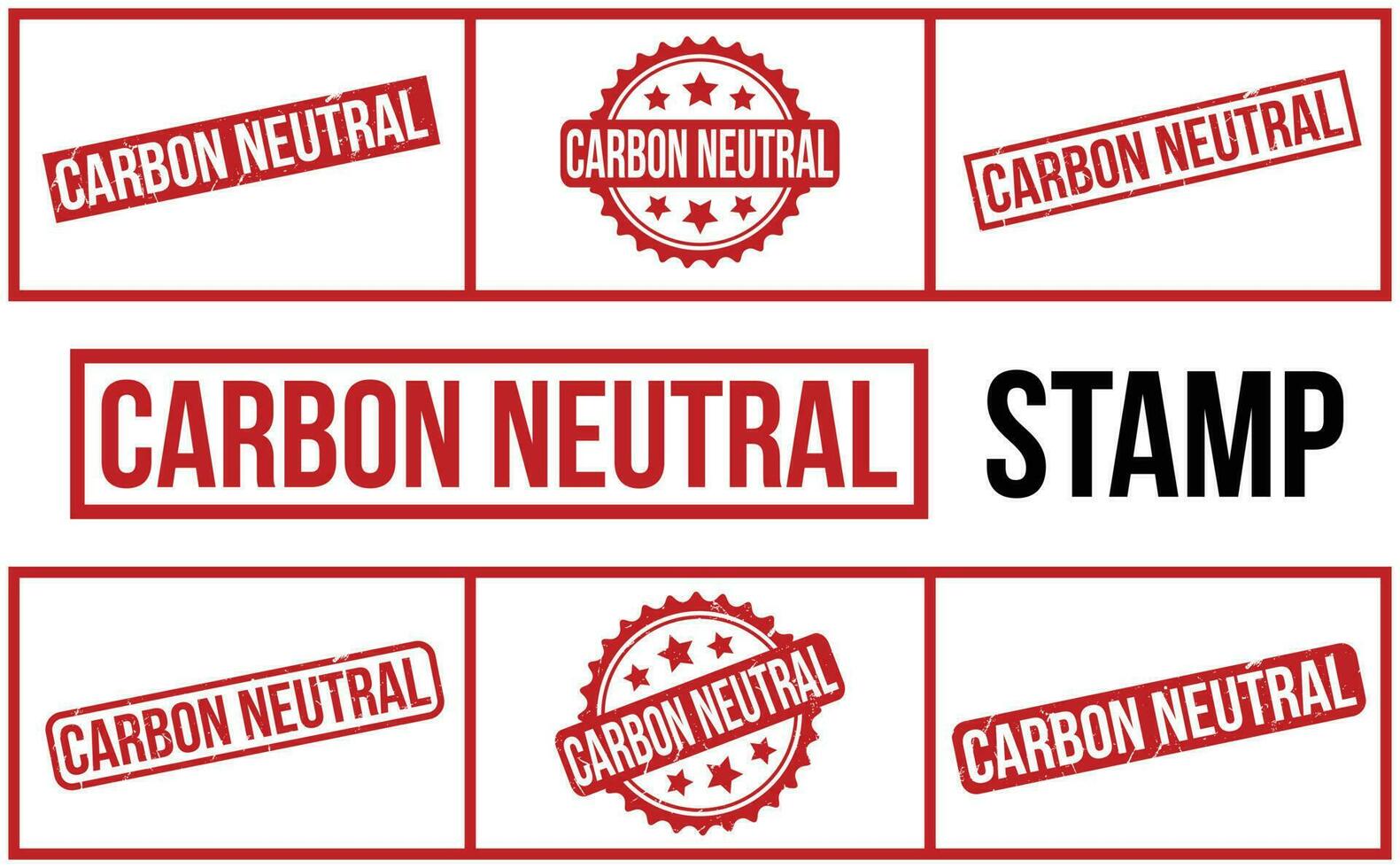 Carbon Neutral rubber grunge stamp set vector