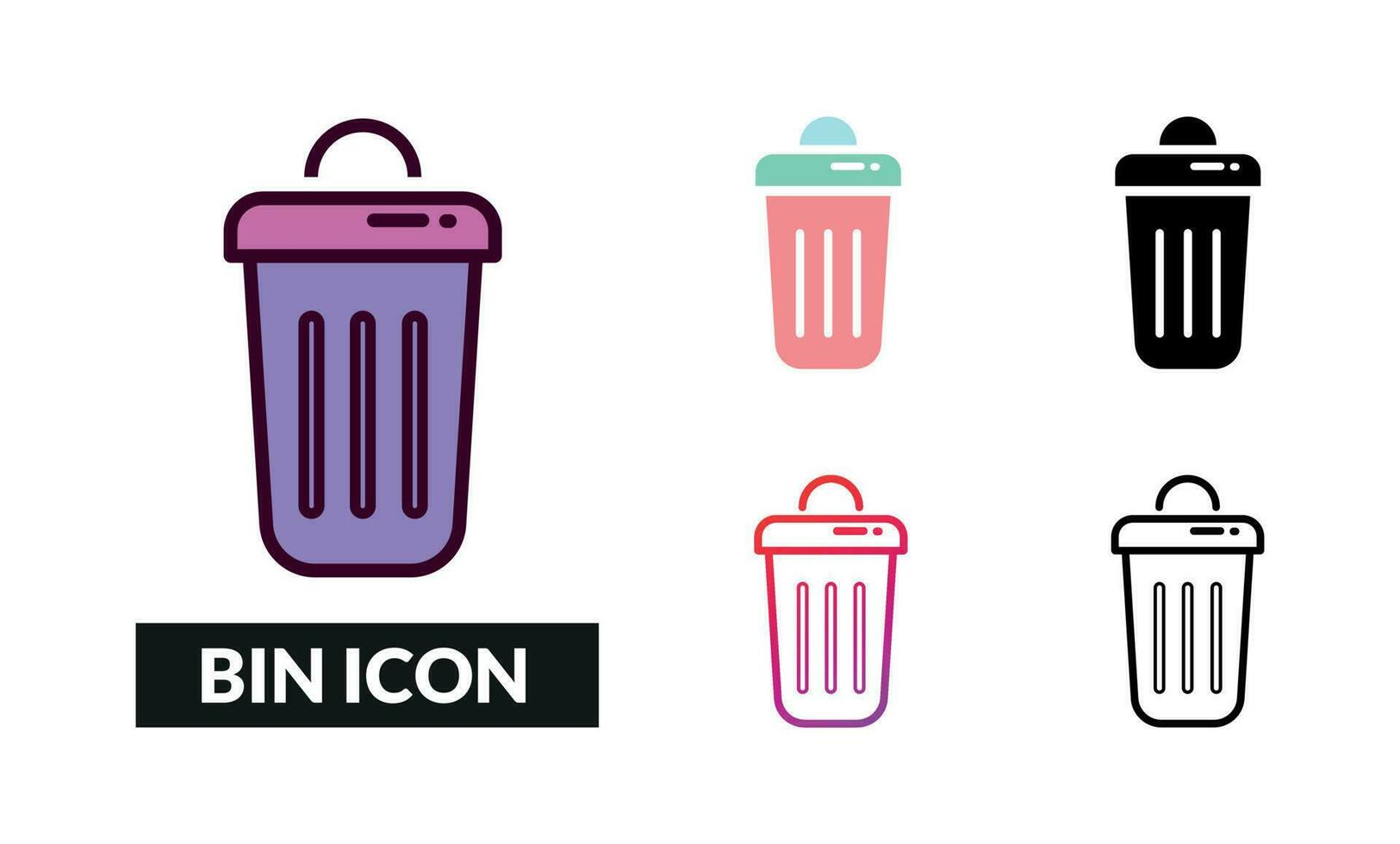 Bin Icon Set Vector Illustration
