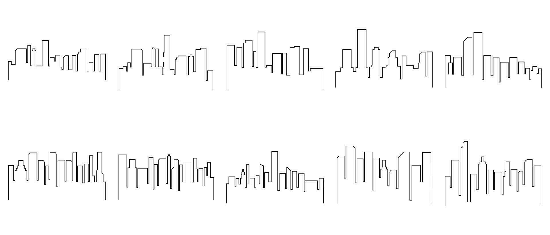 Cityscape Outline Illustration Vector Set