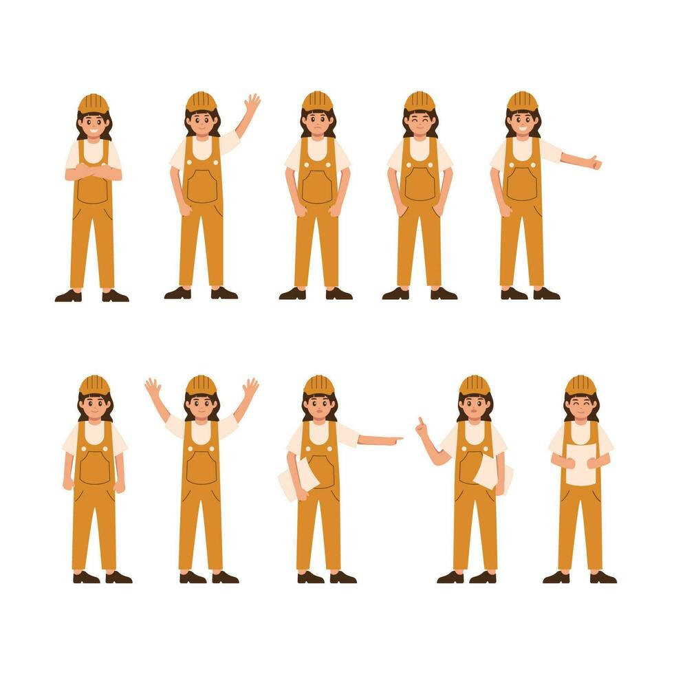 Female Engineer Illustration Vector Set