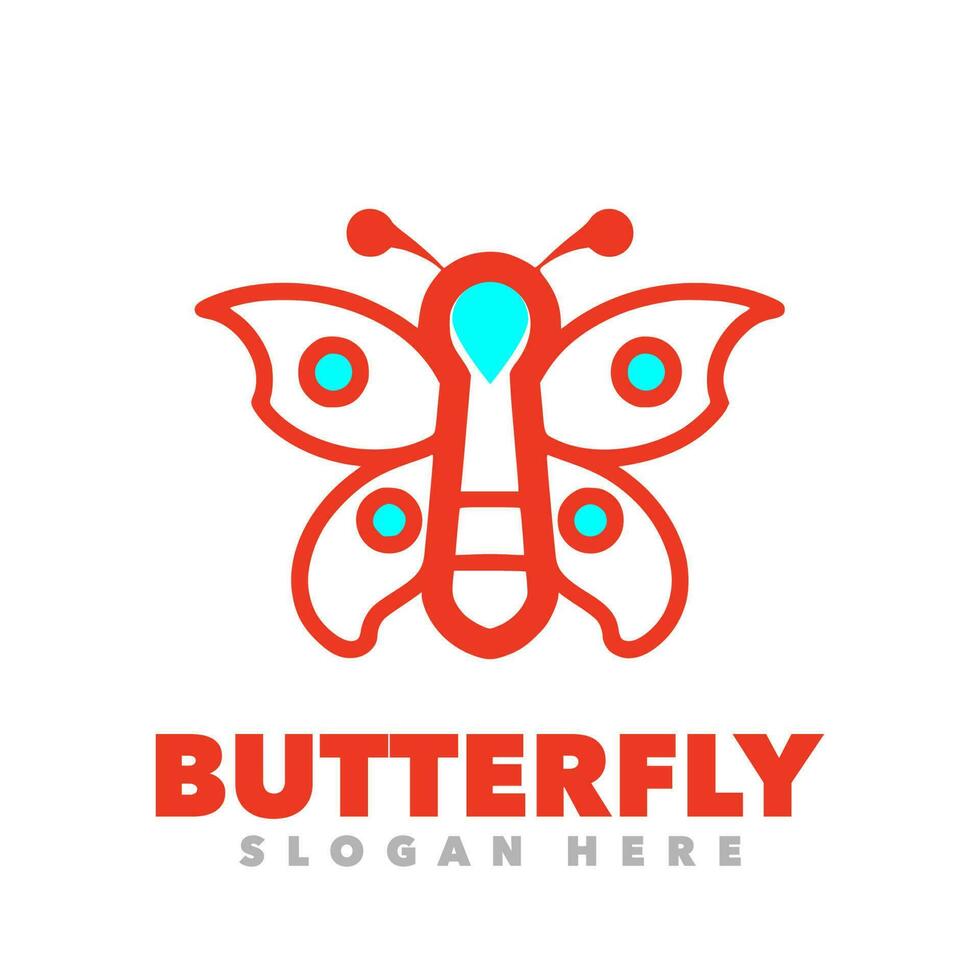 Butterfly red line vector