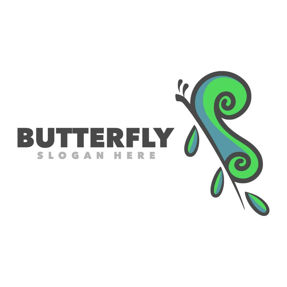 mariposa hoja sencillo logo vector