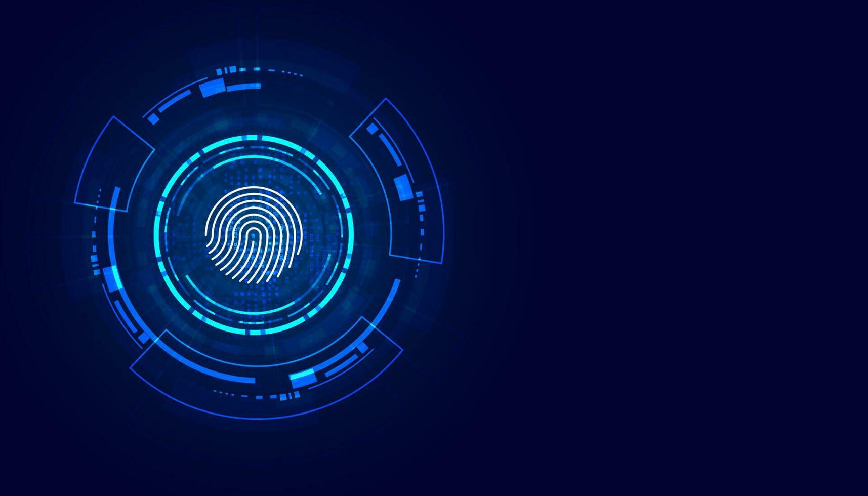 abstract circle digital cyber security fingerprint connection and communication futuristic on blue background. vector