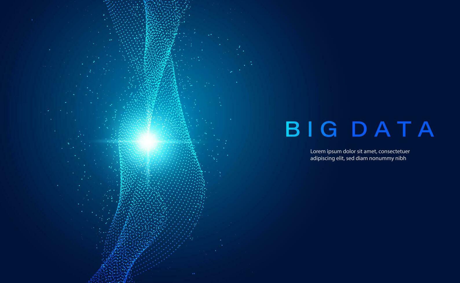 Abstract flowing waves and molecules concept big data big data network online on blue background futuristic modern vector