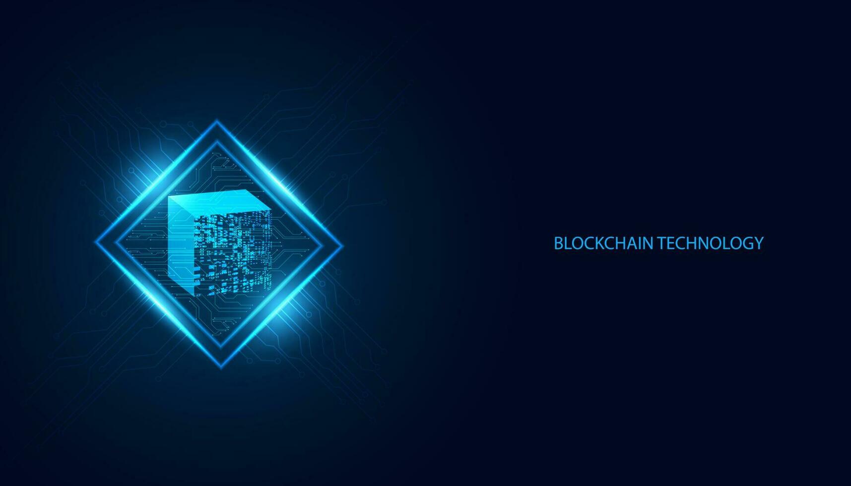 Abstract blockchain technology cryptocurrency and fintech square cube crypto operations Connect block, data transmission, new technology system, Vector illustration.