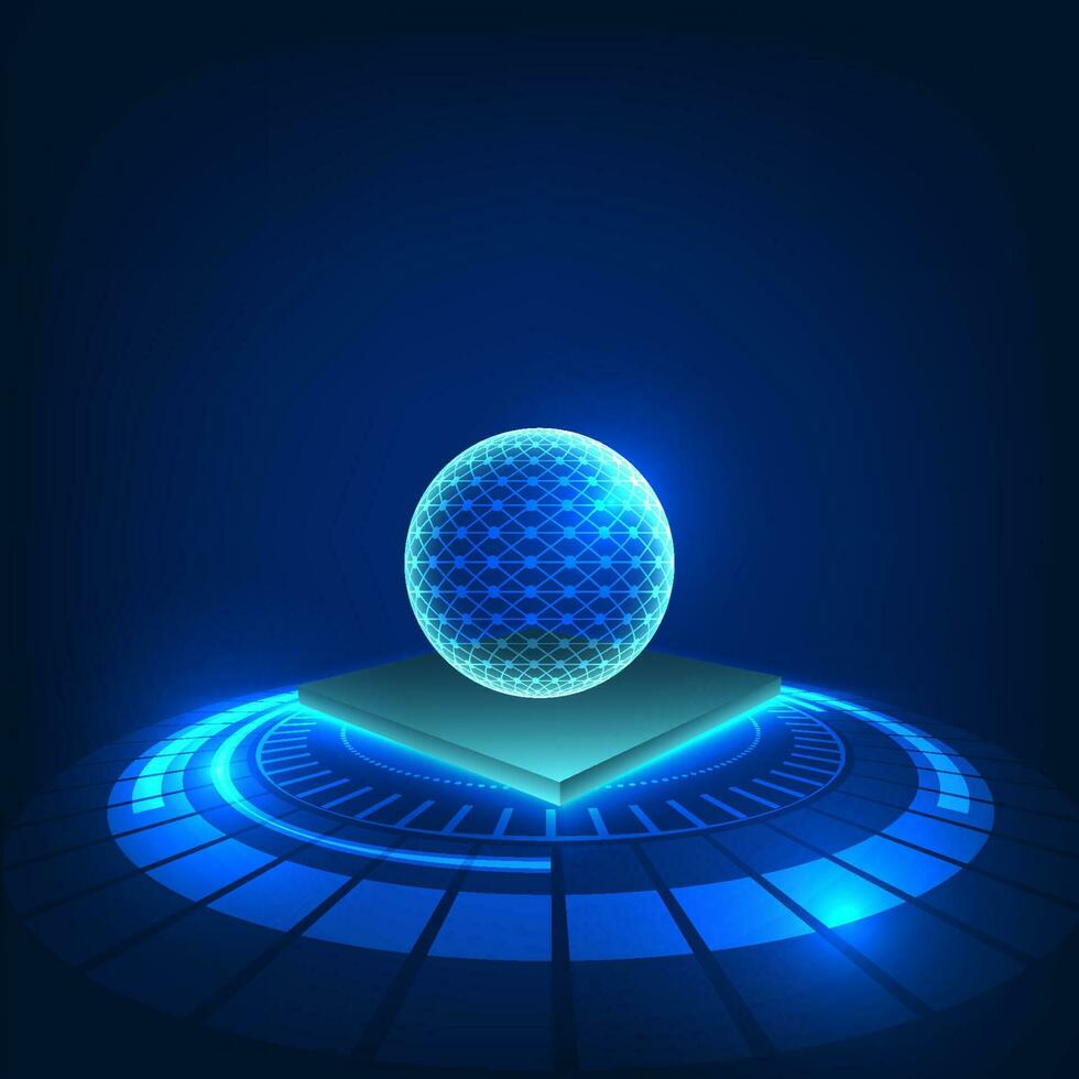 Microchip technology background showing processor image above It is a modern technology in electronic devices. Microchip placed on technology circle Focus on dark blue tones. vector