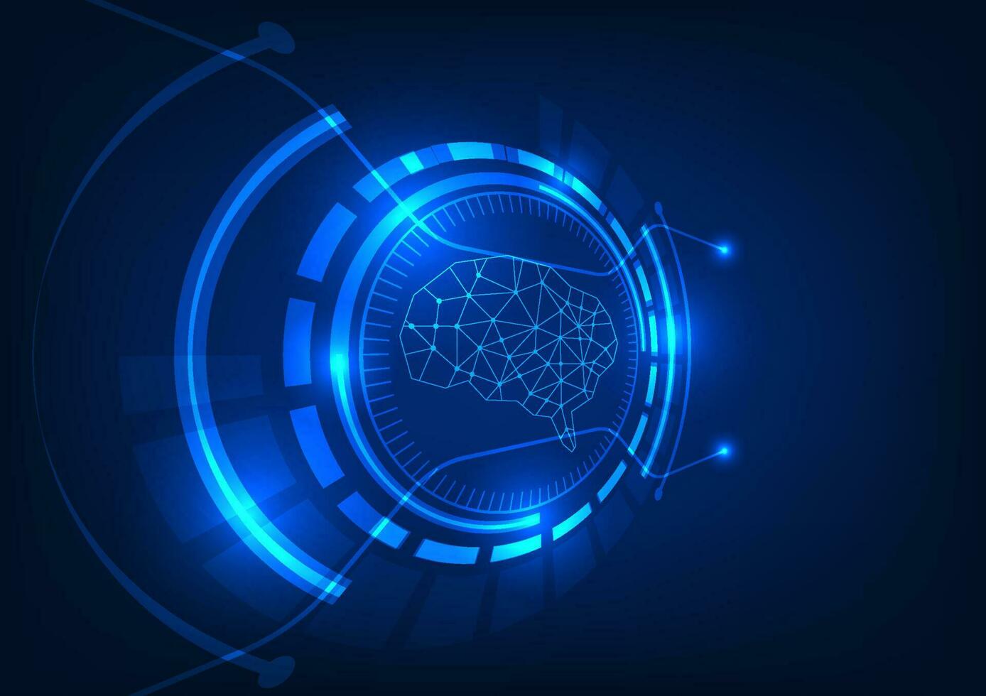 Brain technology background It is an intelligent computer technology that acts to process and command just like the human brain is a modern innovation. working with electronic systems vector