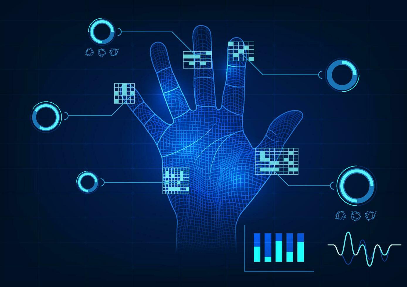 huella dactilar escáner tecnología antecedentes tecnologías ese ayuda seguro información y utilizar eso como identidad información. eso es un tecnología ese organizaciones utilizar a proteger corporativo datos. vector